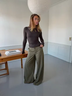 Maluna bukser med nålestriber - Kaki