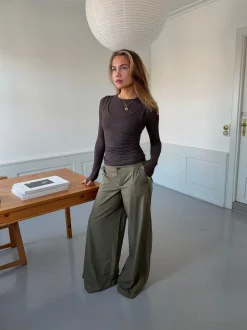 Maluna bukser med nålestriber - Kaki