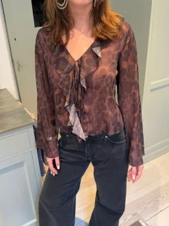 Marianne langærmet bluse - Leopard