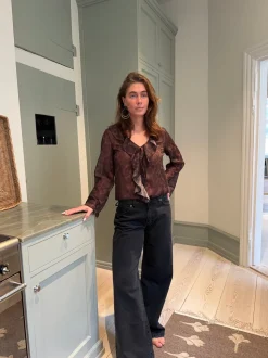 Marianne langærmet bluse - Leopard