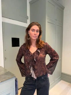 Marianne langærmet bluse - Leopard