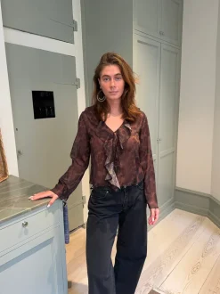 Marianne langærmet bluse - Leopard