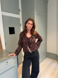 Marianne langærmet bluse - Leopard