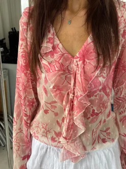Marianne langærmet bluse - Lyserød