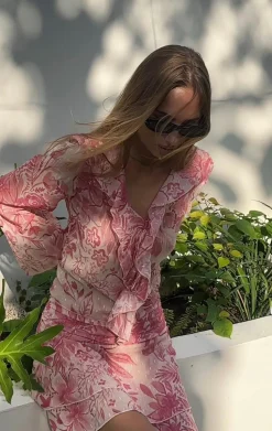 Marianne langærmet bluse - Lyserød