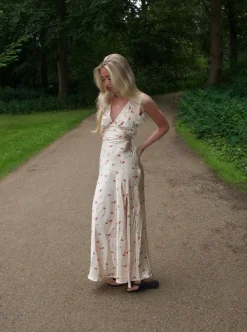 Marielle kjole med blomster - Beige