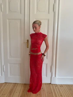Marisol nederdel i blonde - Rød