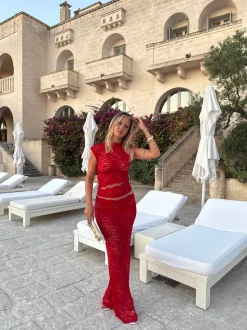 Marisol nederdel i blonde - Rød