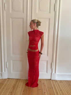 Marisol nederdel i blonde - Rød