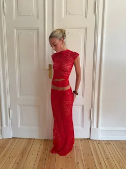 Marisol nederdel i blonde - Rød