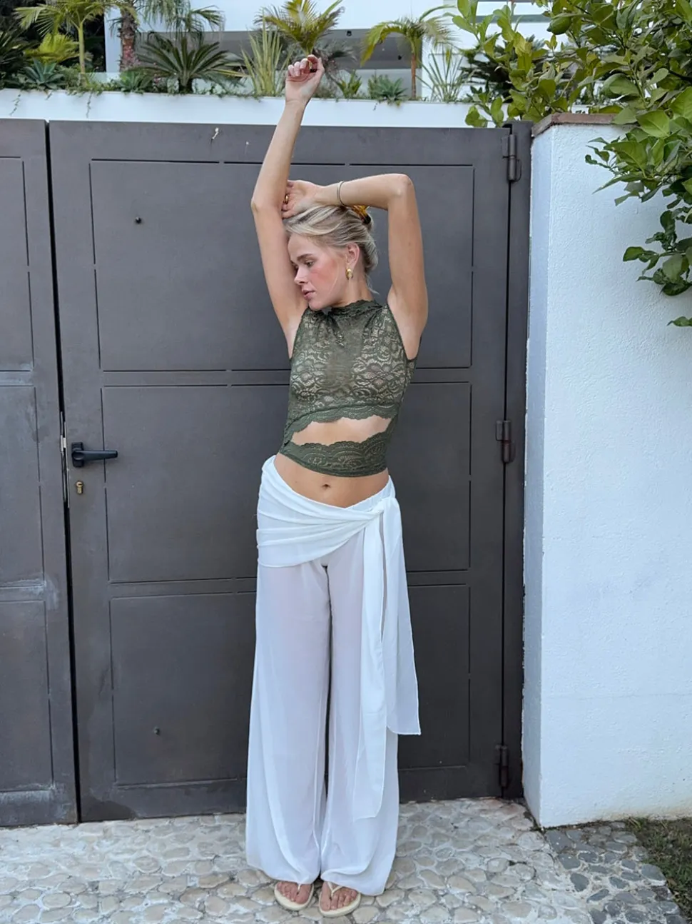 Marisole top i blonde - Kaki