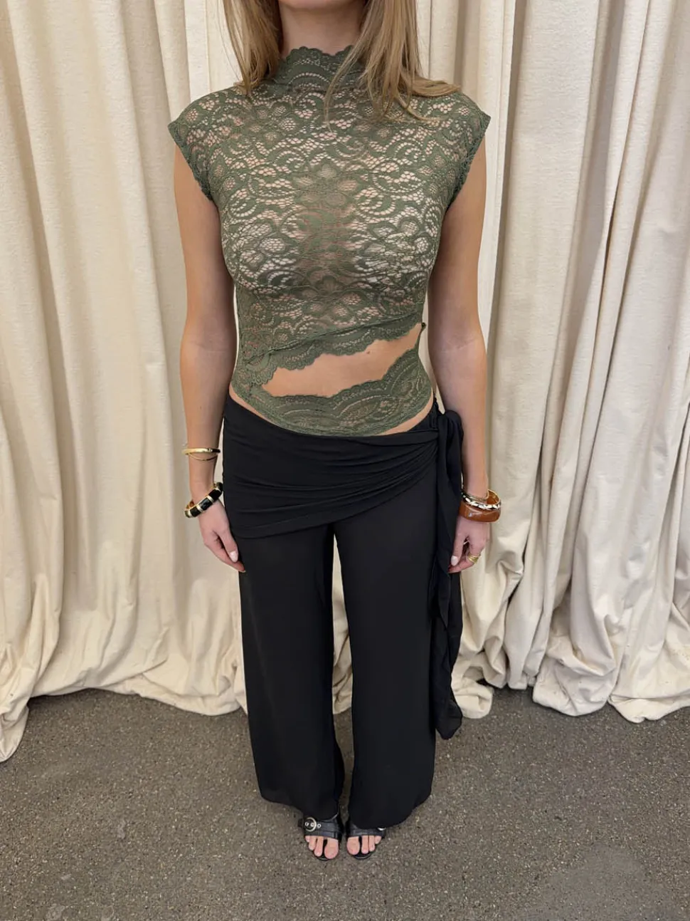 Marisole top i blonde - Kaki