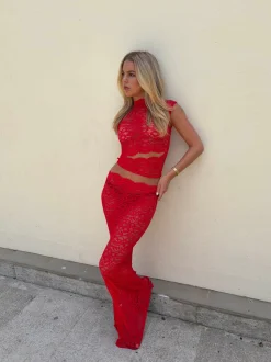 Marisole top i blonde - Rød
