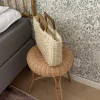 Mascali flettet taske med træhåndtag - Beige