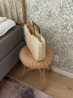Mascali flettet taske med træhåndtag - Beige