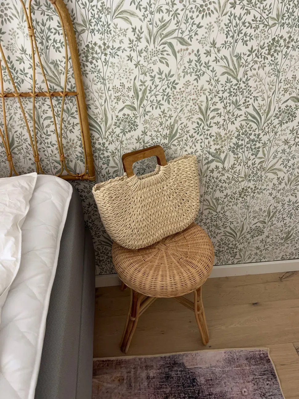 Mascali flettet taske med træhåndtag - Beige