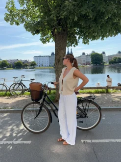 Mathilde Ravn bukser med småt broderi - Hvid