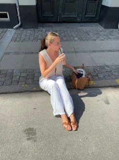 Mathilde Ravn bukser med småt broderi - Hvid