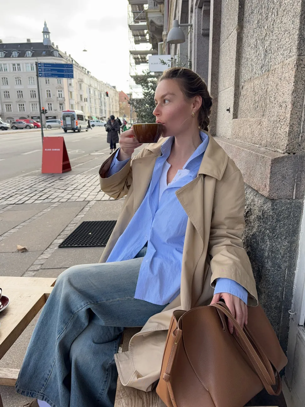 Mathilde Ravn skjorte med striber - Blå/hvid