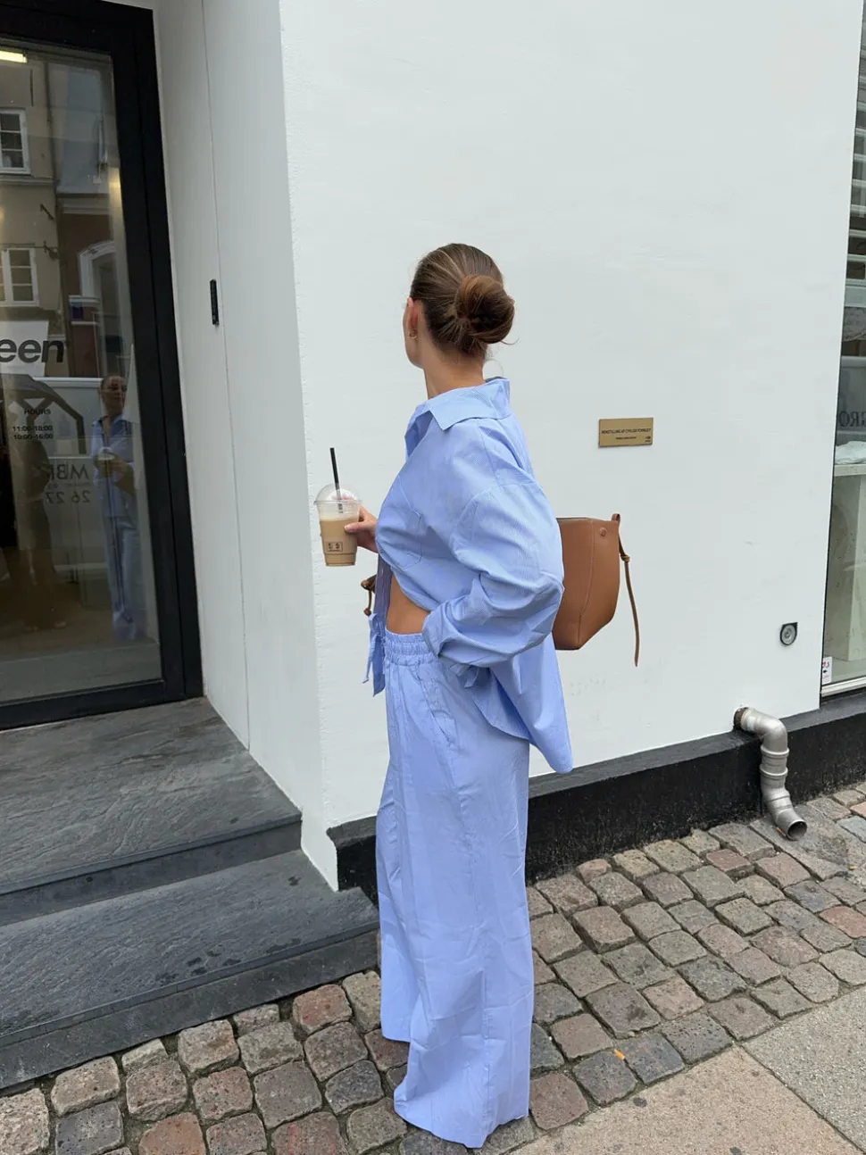 Mathilde Ravn skjorte med striber - Blå/hvid