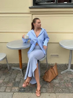 Mathilde Ravn skjorte med striber - Blå/hvid