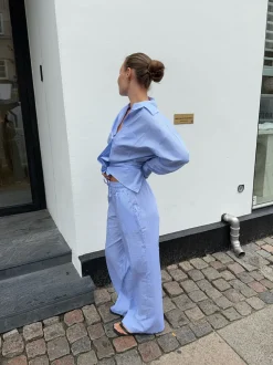 Mathilde Ravn stribede bukser - Hvid/blå