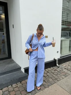 Mathilde Ravn stribede bukser - Hvid/blå