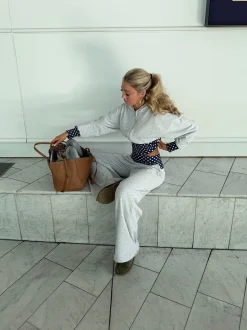 May hoodie med polkaprikker - Grå/navy/hvid