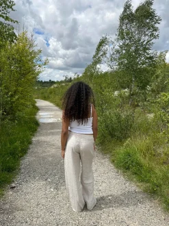 Milana hørbukser - beige/hvide striber