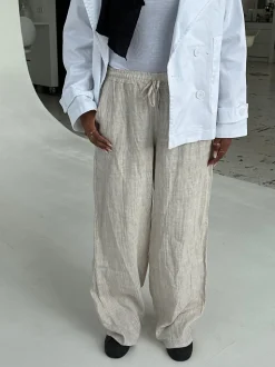Milana hørbukser - beige/hvide striber