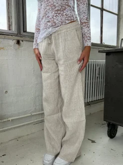Milana hørbukser - beige/hvide striber