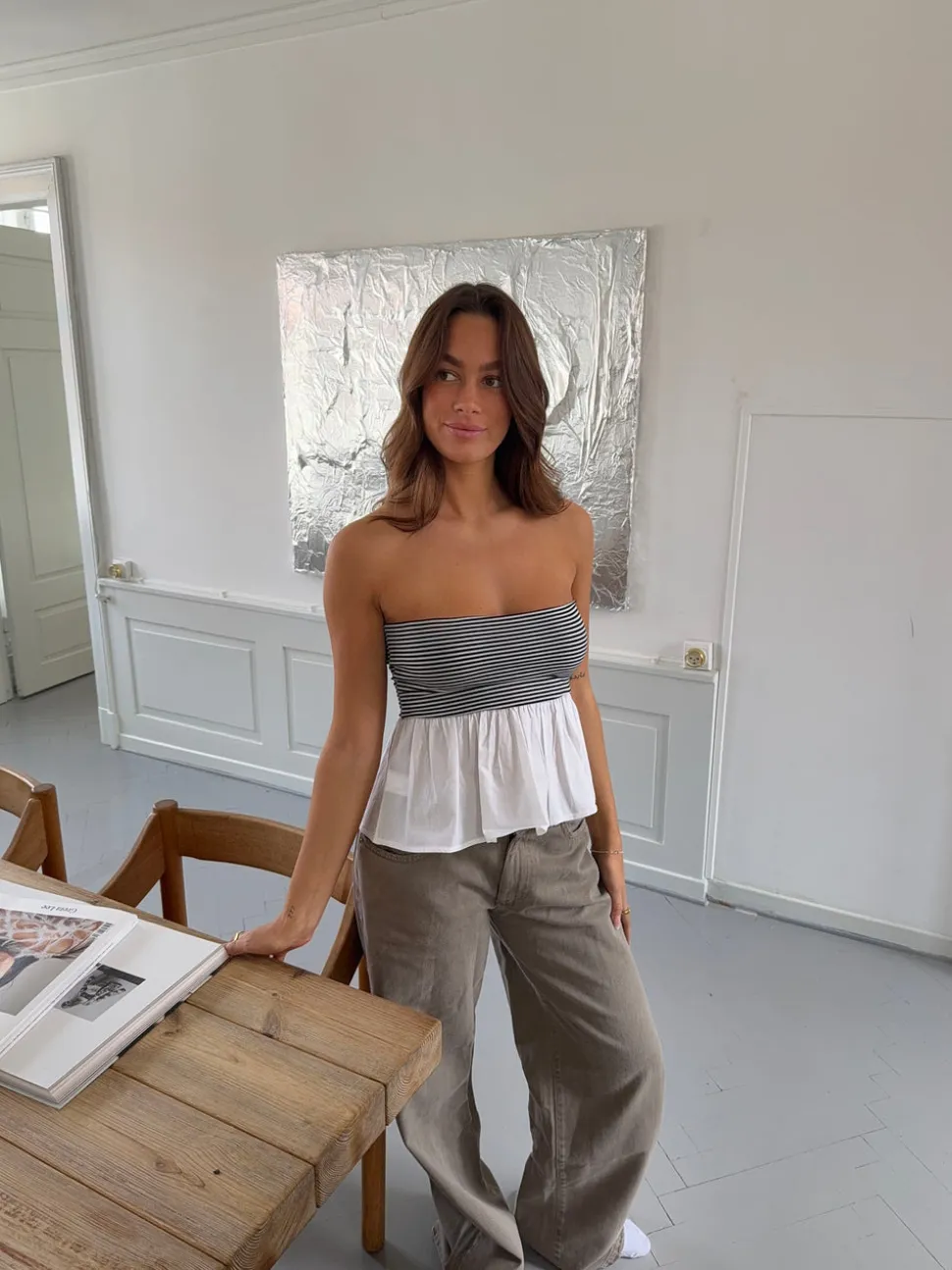 Milly top - Hvid/navy