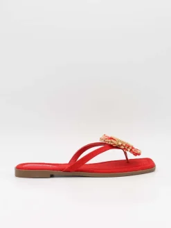Minna sandaler med blomsterdetalje - Orange/guld