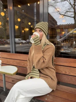 Mio sæt handsker og tørklæde - Grøn/brun/kaki