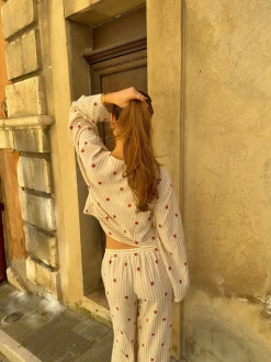 Miran bluse med solmønster - Beige/rød