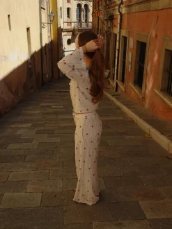 Mireille bukser med sol mønster - Beige/rød
