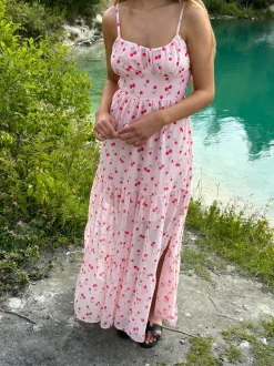 Mirelle maxikjole med kirsebærprint
