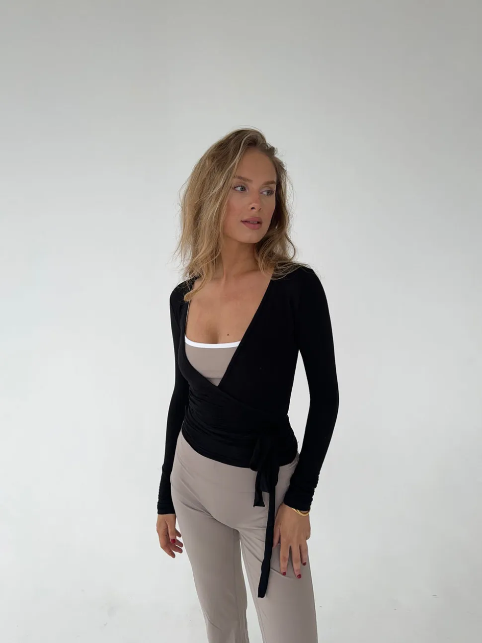 Motion wrap bluse - Jet Black