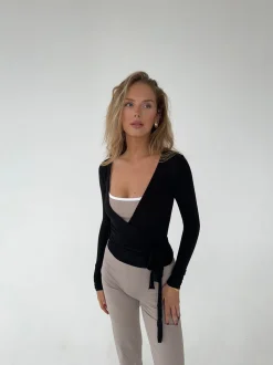 Motion wrap bluse - Jet Black