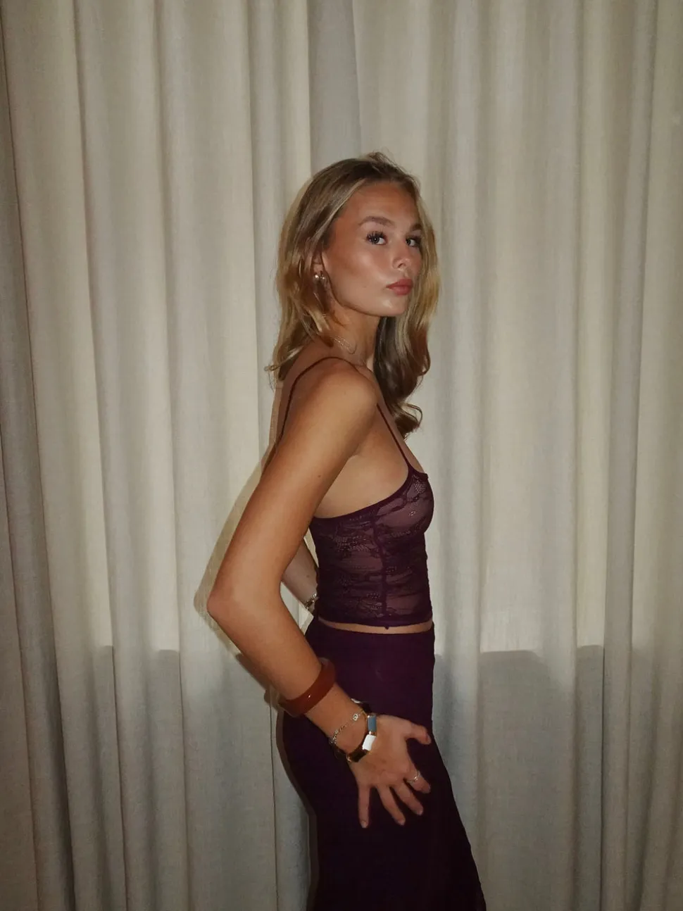Nadja top med blonder - Lilla
