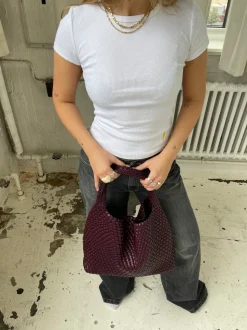 New York flettet taske - Bordeaux/lilla