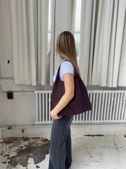 New York flettet taske - Bordeaux/lilla