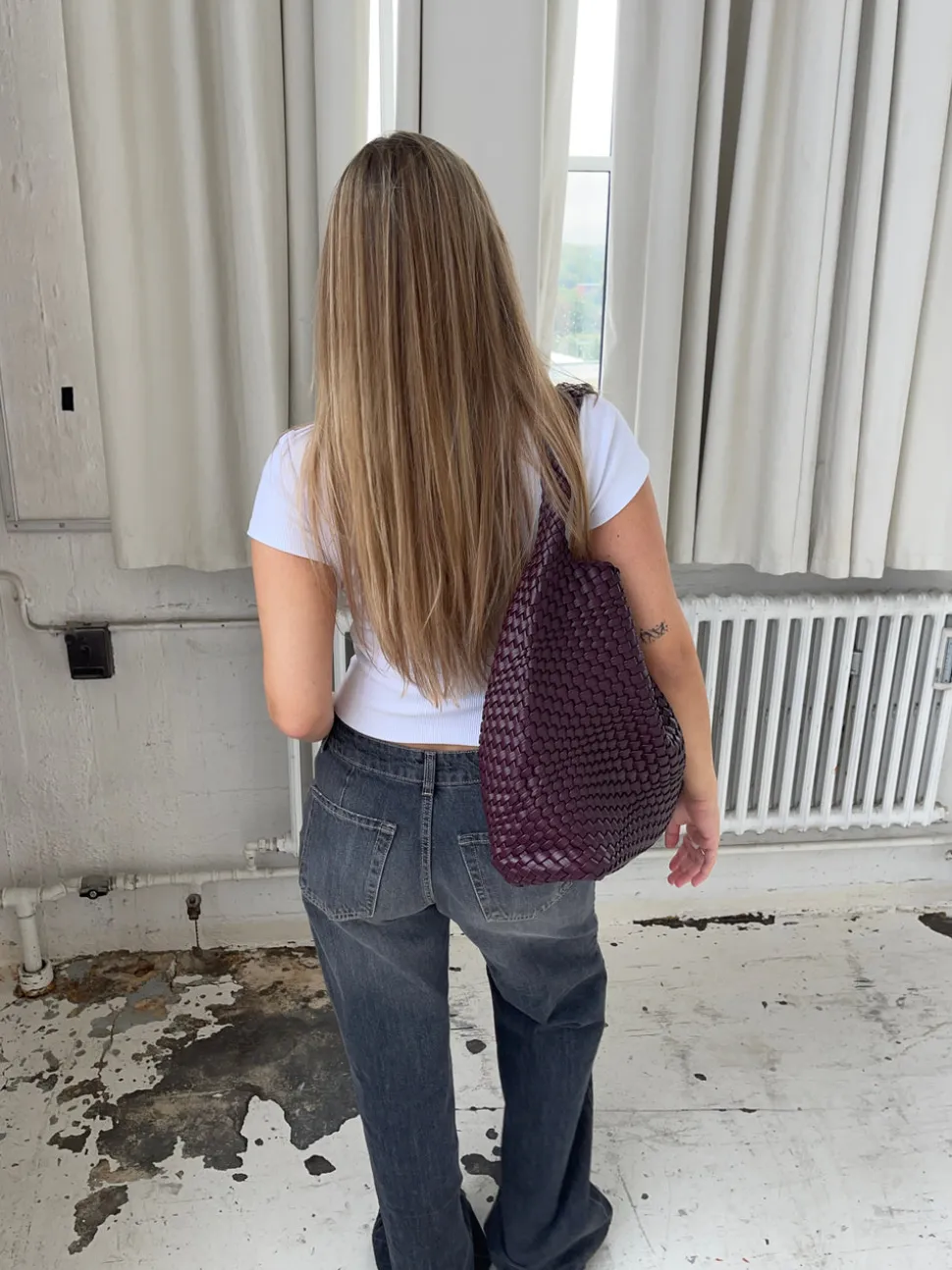 New York flettet taske - Bordeaux/lilla