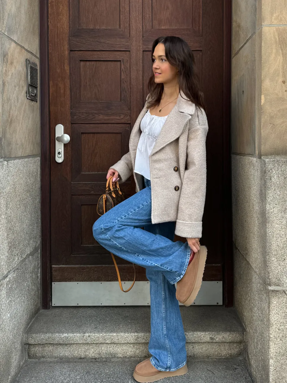 Nicole kort frakke - beige