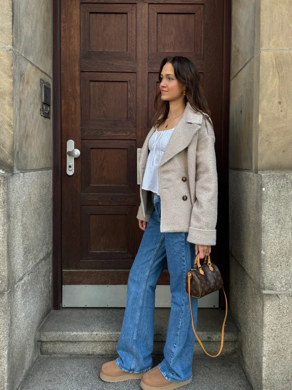 Nicole kort frakke - beige