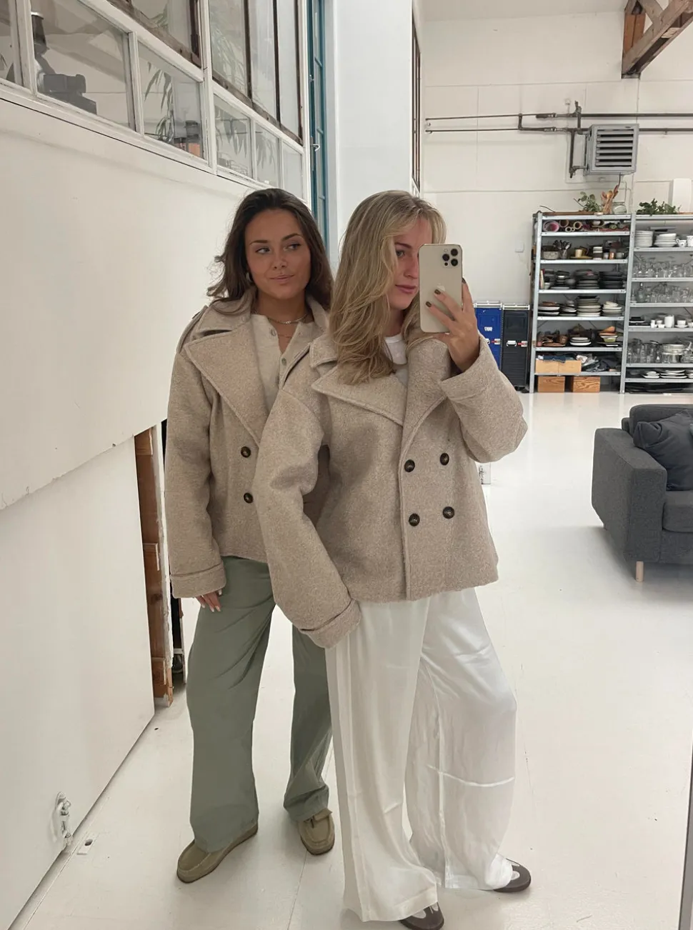 Nicole kort frakke - beige