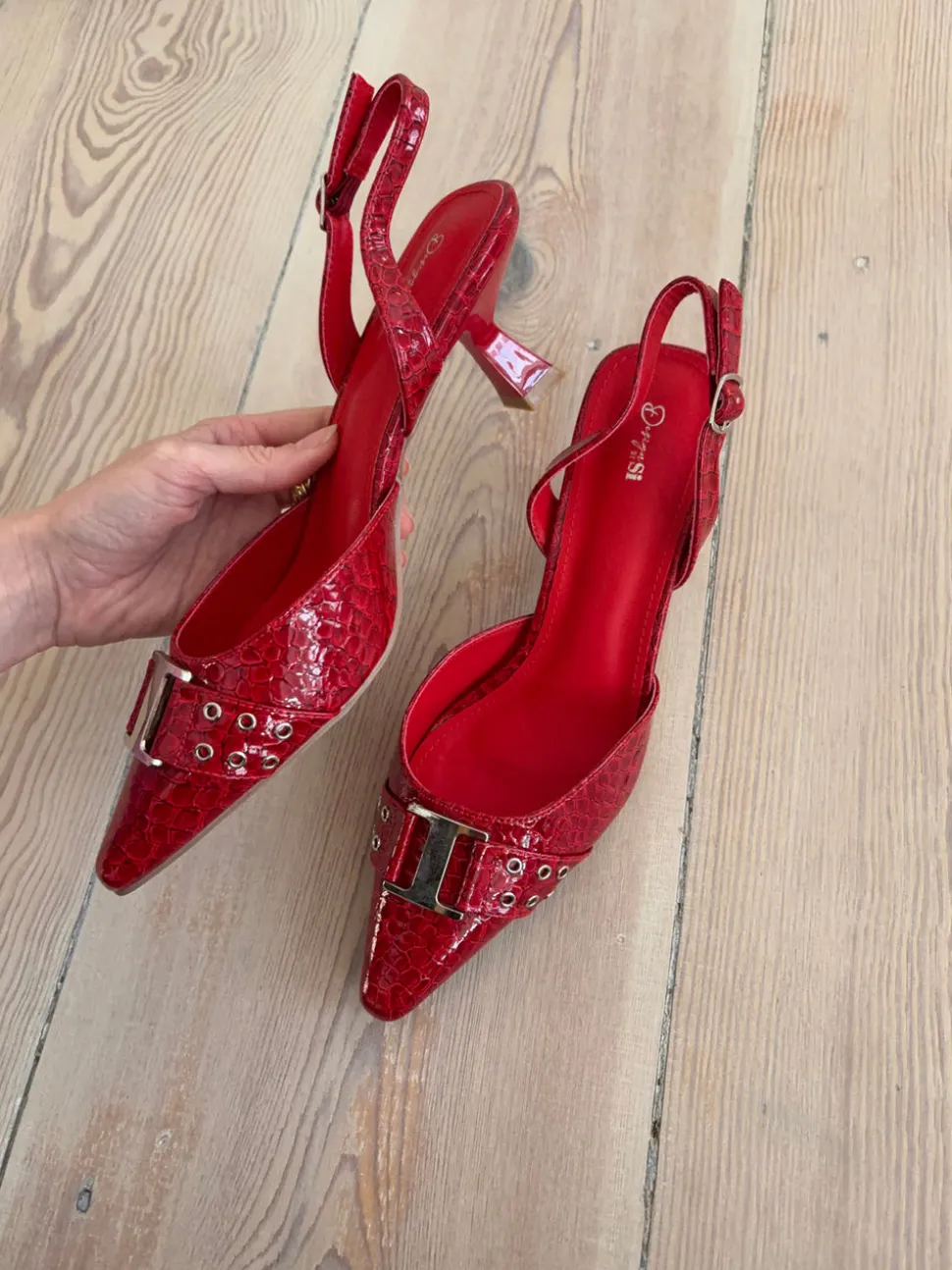 Nida slingback stiletter med spænde - Rød
