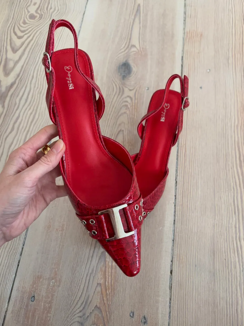 Nida slingback stiletter med spænde - Rød
