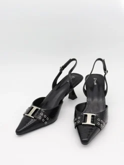 Nida slingback stiletter med spænde - Sort
