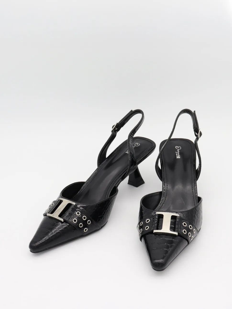 Nida slingback stiletter med spænde - Sort